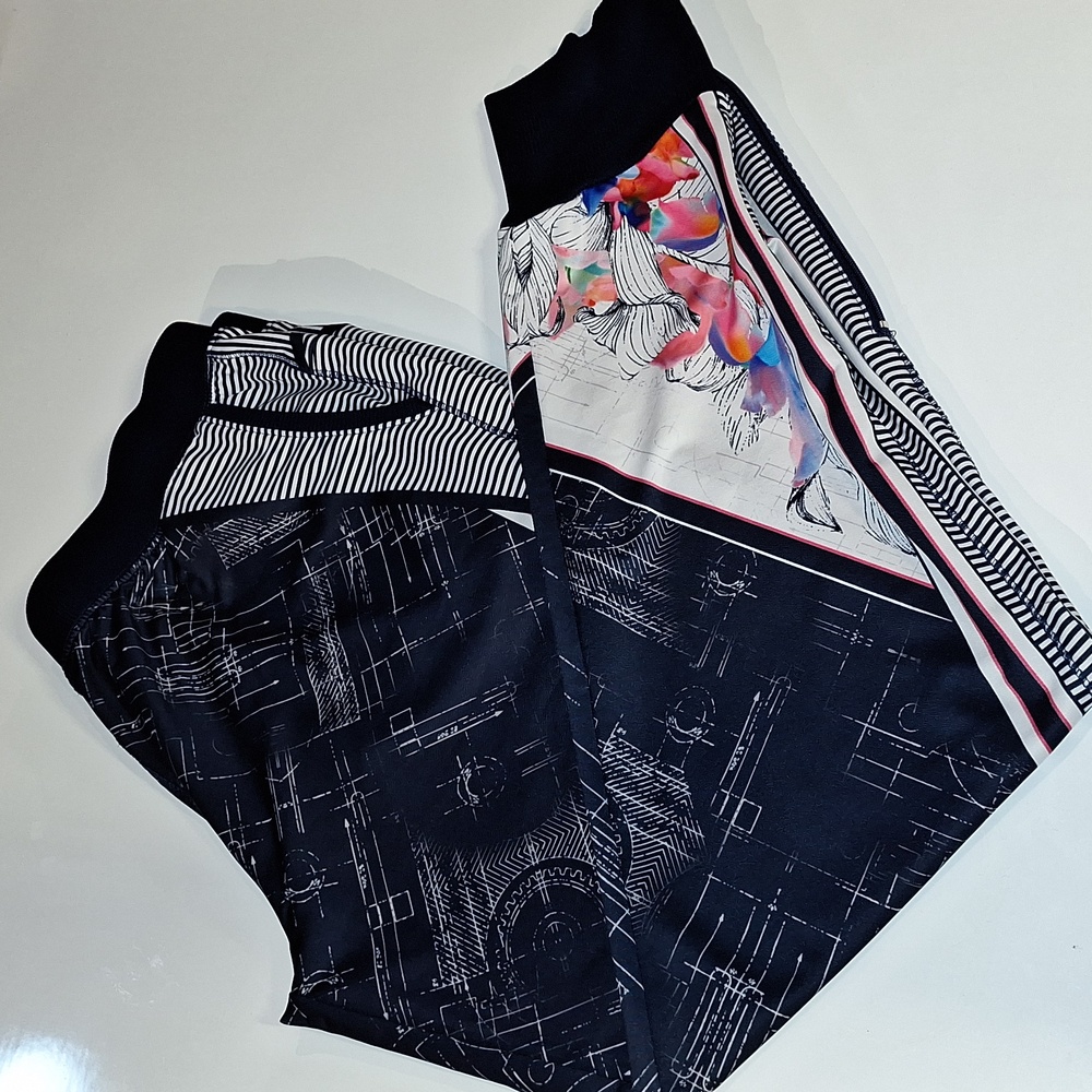 Lucky in Love White and Pink Label athletic joggers.